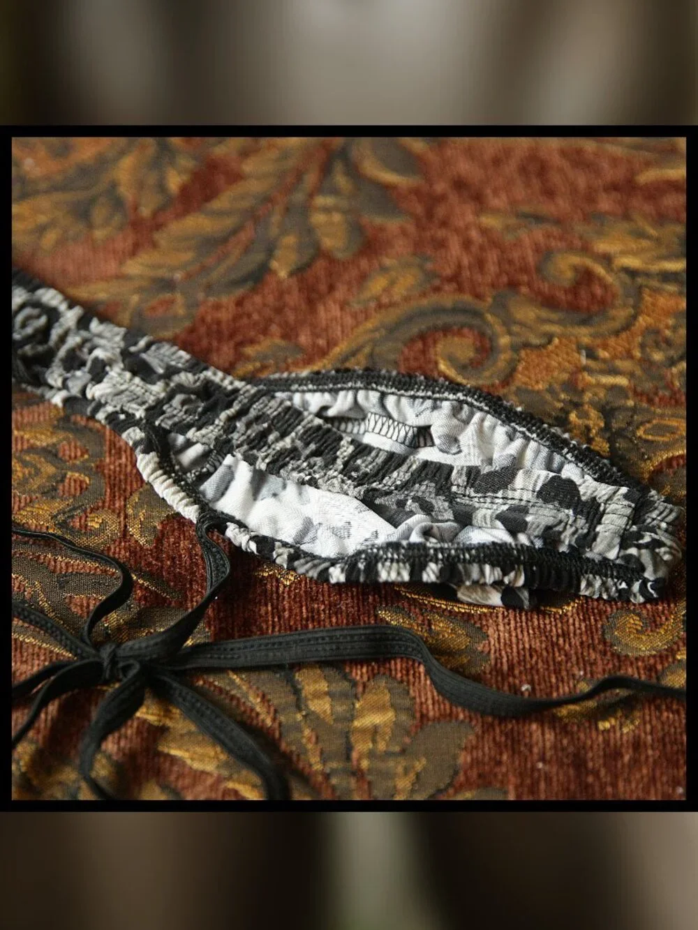 Mens Gray Leopard Half Thong Side Tie Handmade